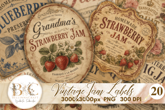 Download Vintage Jam Labels Bundle Stickers PNG - Vintage Collection