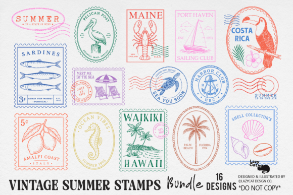 Download Vintage Summer Stamp PNG Bundle - Vintage Collection