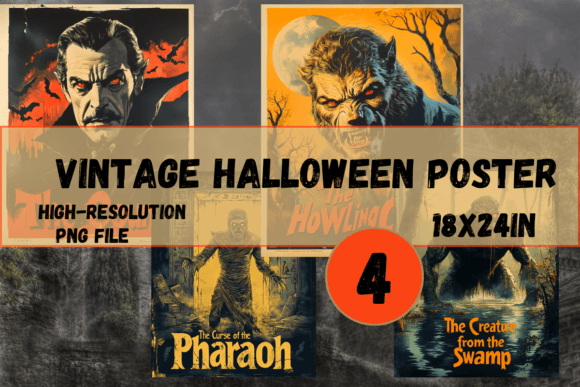 Download Vintage Monster Halloween Posters - Vintage Collection