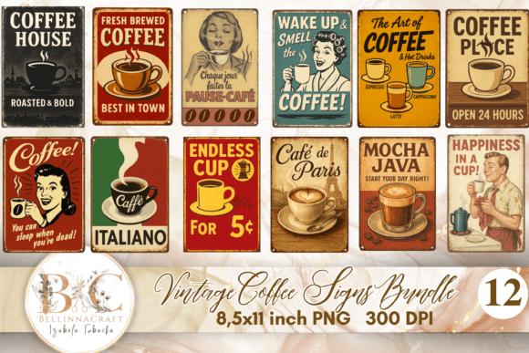 Download Vintage Coffee Signs Bundle PNG - Vintage Collection