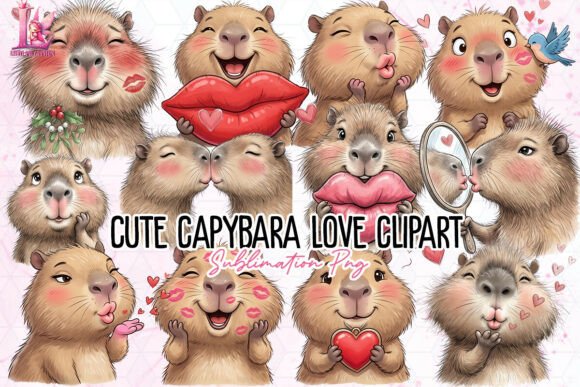 Download Cute Capybara Love Clipart PNG - Love Collection