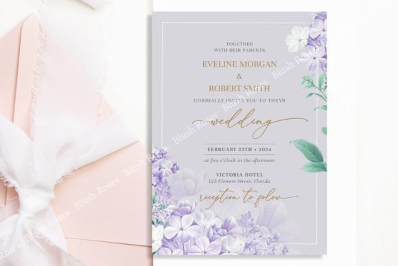 Download Purple Spring Flowers Gold Font Invite - Font Collection