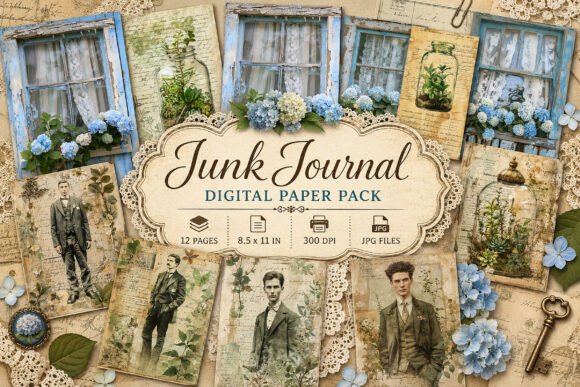 Download Vintage Botanical Gentleman Junk Journal - Vintage Collection