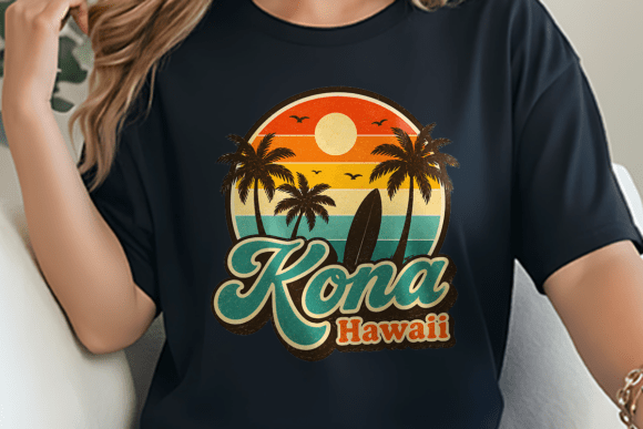 Download Kona Hawaii Vintage Sunset Palm Tree PNG - Vintage Collection