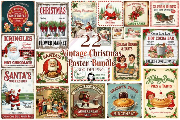 Download Vintage Christmas Poster Quotes Bundle - Vintage Collection