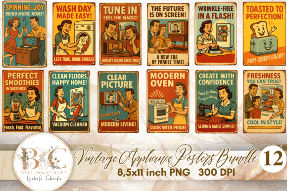 Download Vintage Appliance Posters Bundle PNG - Vintage Collection