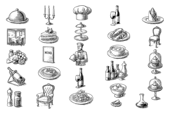 Download Vintage Restaurant Icon Set - Vintage Collection
