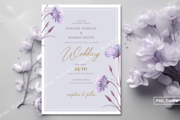 Download Purple Spring Flowers Gold Font Invite - Font Collection