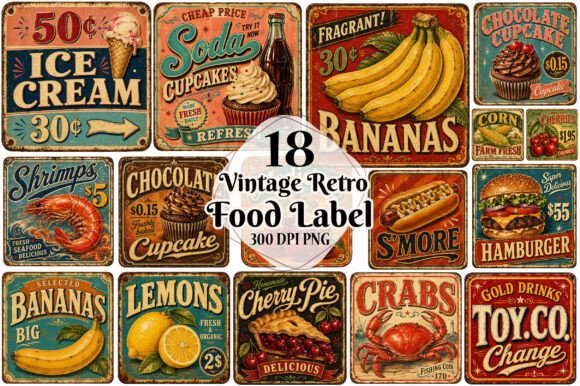 Download Vintage Retro Food Label &amp; Signage - Vintage Collection