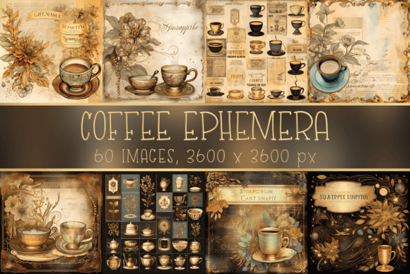 Download Vintage Coffee Ephemera Digital Papers - Vintage Collection