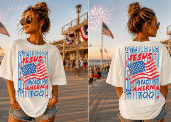 Download She Loves Jesus America Striped Shirt - Love Collection