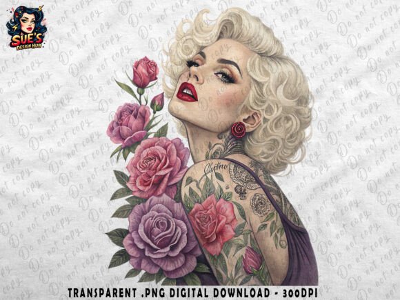 Download Vintage Blonde Beauty with Floral Tattoo - Vintage Collection