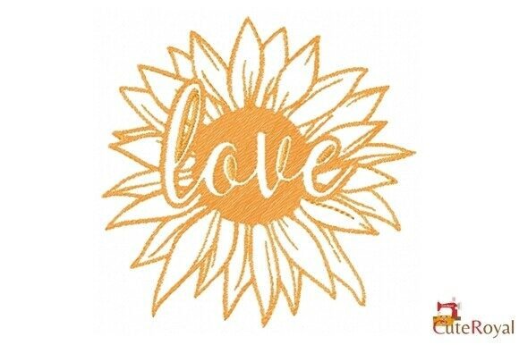 Download Love Sunflower Outline Embroidery - Love Collection