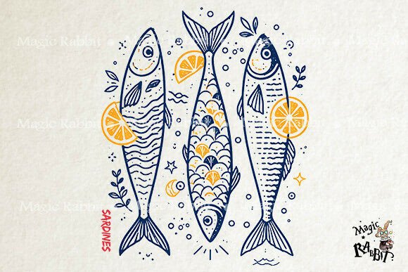 Download Sardines Vintage Fish Lemon PNG - Vintage Collection