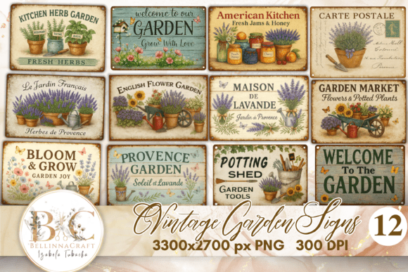 Download Vintage Garden Signs Clipart Bundle - Vintage Collection